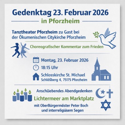 Tanztheater gestaltet Gedenktag am 23. Februar in Pforzheim